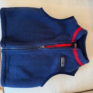 Patagonia Navy Fleece Vest with Red Accents